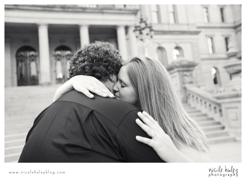chelsey and brent, engagement session, michigan state capitol building, lansing, nicole haley photography