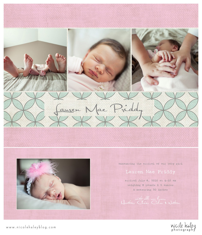 baby girl birth announcement, nicole haley photography, novi
