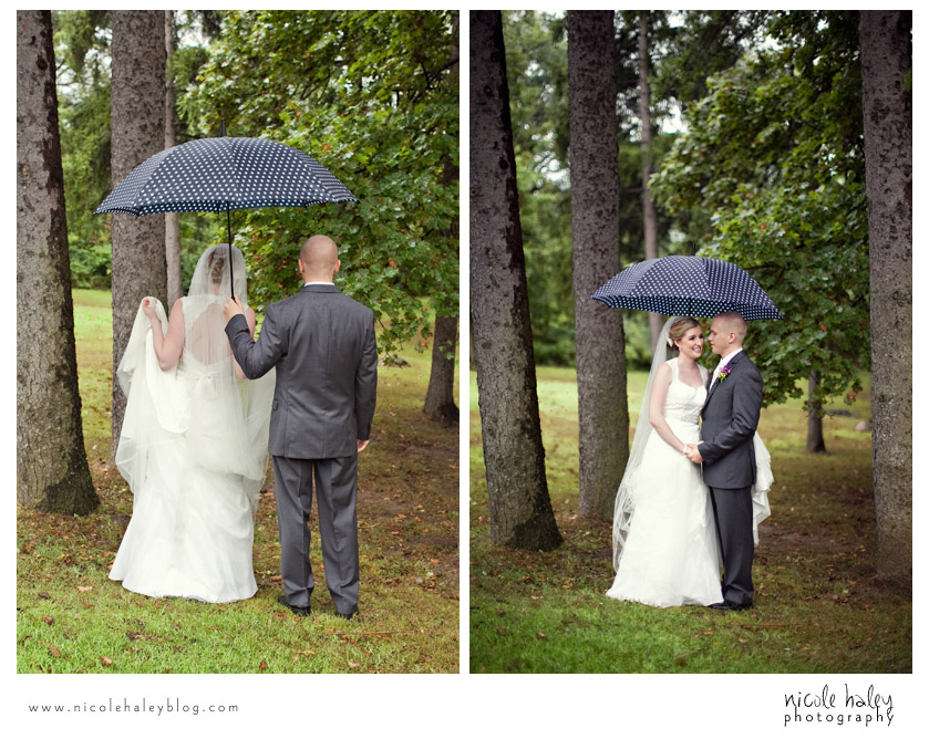 holly and nathan, wedding at longacre house, farmington hills, michigan, nicole haley photography, umbrella
