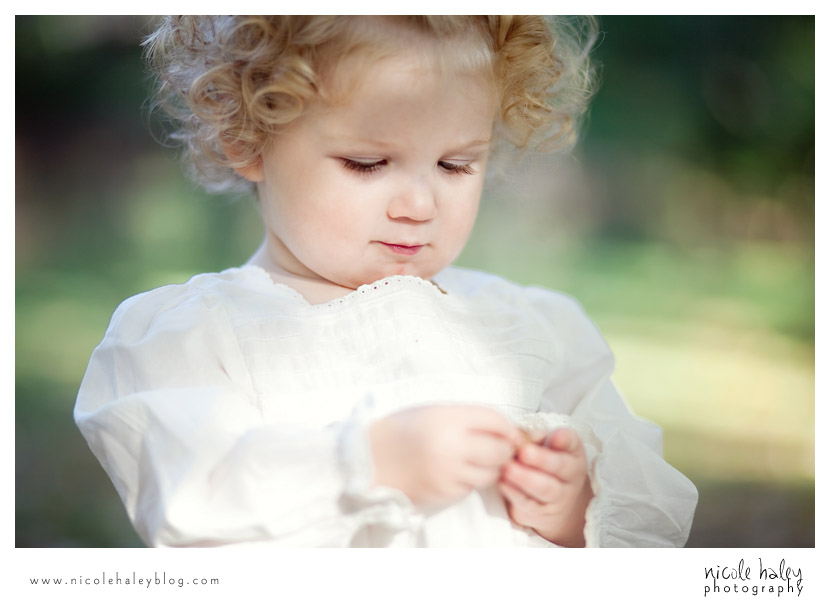 Ava, Nicole Haley Photography, Ann Arbor Child Photography, Beal Gardens, playing with acorns