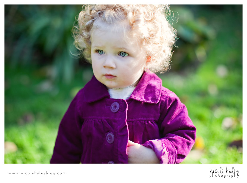 Ava, Nicole Haley Photography, Ann Arbor Child Photography, Beal Gardens, purple jacket