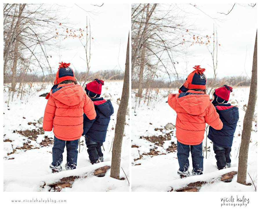 Nicole Haley Photography, Eston and Luke, child photography, kids playing in the snow, winter session