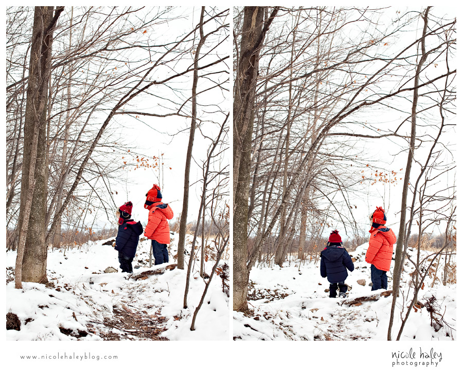 Nicole Haley Photography, Eston and Luke, child photography, kids playing in the snow, winter session