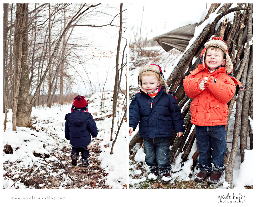 Nicole Haley Photography, Eston and Luke, child photography, kids playing in the snow, winter session