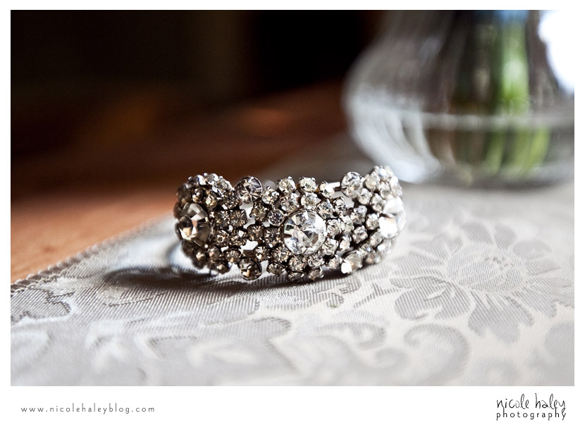nicole haley photography, antique bracelet, catie and darnell, lansing, michigan wedding photography